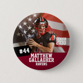 Football Player Senior Night Photo 6 Cm Round Badge
