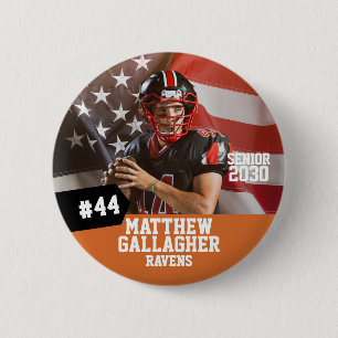Football Player Senior Night Photo 6 Cm Round Badge