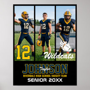 Football Player Senior Night Photo Collage Sports Poster