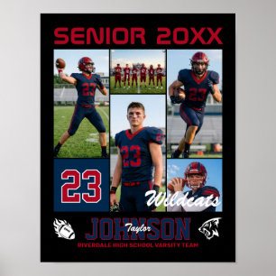 Football Player Senior Night Photo Collage Sports Poster