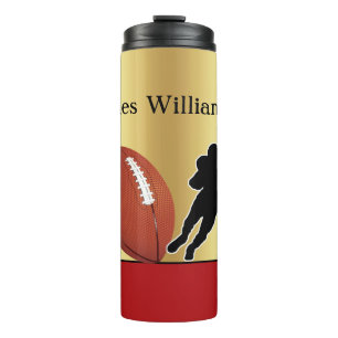 Football - Player Silhouette and Ball personalize Thermal Tumbler