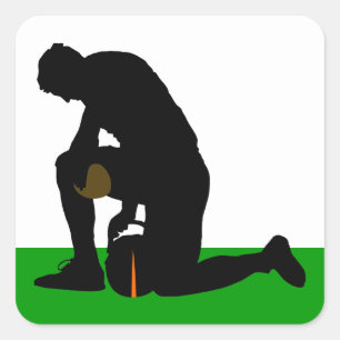 football player silhouette square sticker