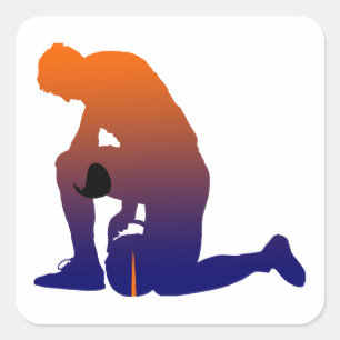 football player silhouette square sticker