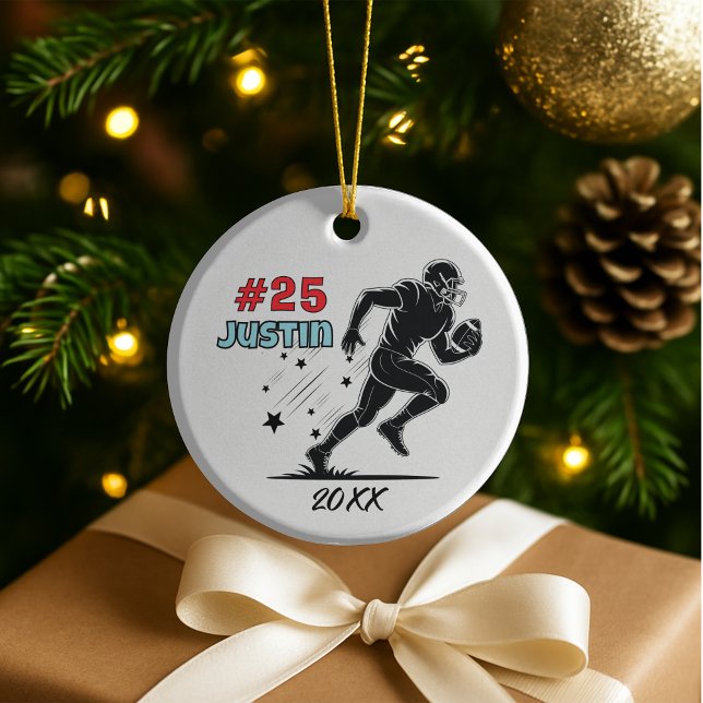 football player sports team personalised ceramic ornament (Creator Uploaded)