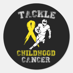 Football Player Tackle Childhood Cancer Awareness Classic Round Sticker