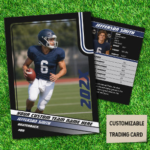Football Player Trading Card Custom Gift in Blue
