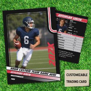 Football Player Trading Card Custom Gift in Red