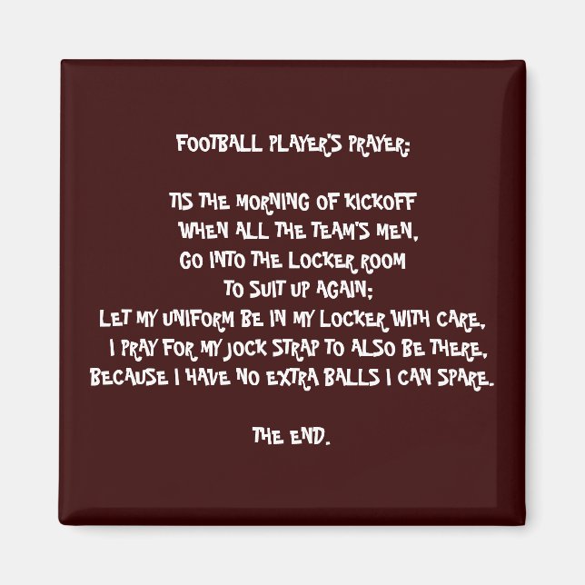 FOOTBALL PLAYER'S PRAYER MAGNET (Front)