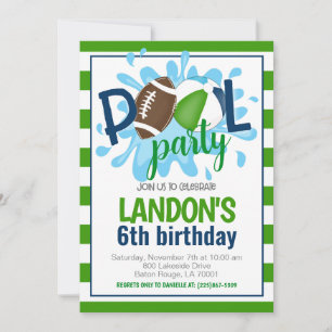 Football Pool Party Birthday Invitation