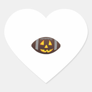 Football Pumpkin Face Heart Sticker