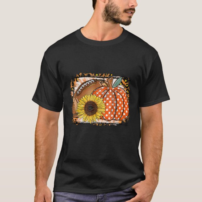 Football Pumpkin Sunflower Football Lover Fall Tha T-Shirt (Front)
