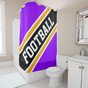 FOOTBALL Purple Orange Black Racing Stripes Shower Curtain