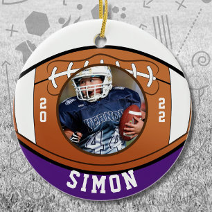 Football Purple White Team Colours Ceramic Ornament