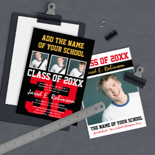 Football Quarterback Jersey Number Graduation Invitation