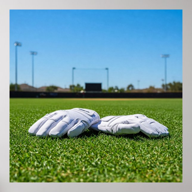 Football Receiver Gloves on Turf Field Poster (Front)