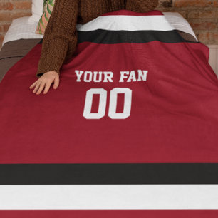Football Red & Black Personalised Fleece Blanket