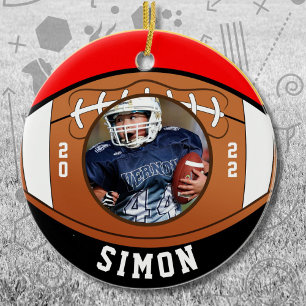 Football Red Black Team Colours Ceramic Ornament