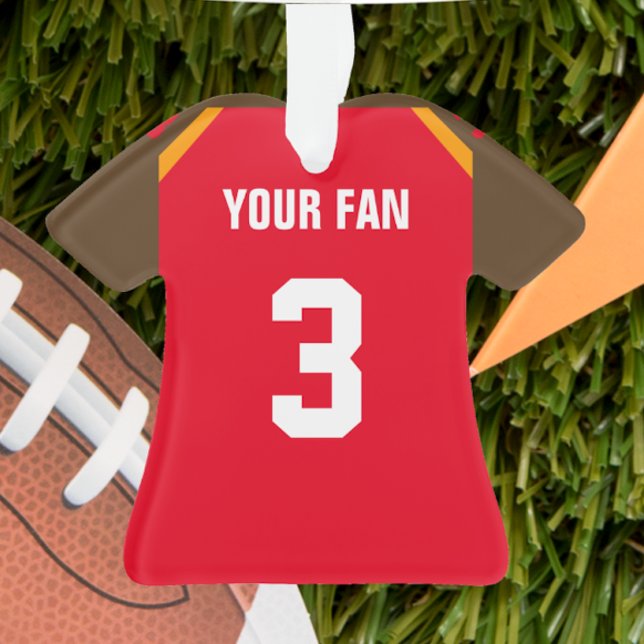 Football Red, Pewter & Orange Jersey Ornament (Creator Uploaded)