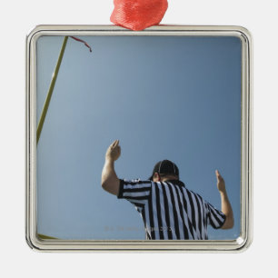 Football referee calling field goal metal tree decoration
