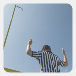 Football referee calling field goal square sticker