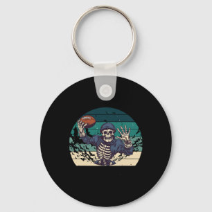 Football Retro Vintage Halloween Skeleton  Key Ring