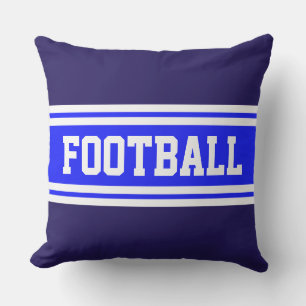FOOTBALL Royal Blue Navy White Racing Stripes Cushion