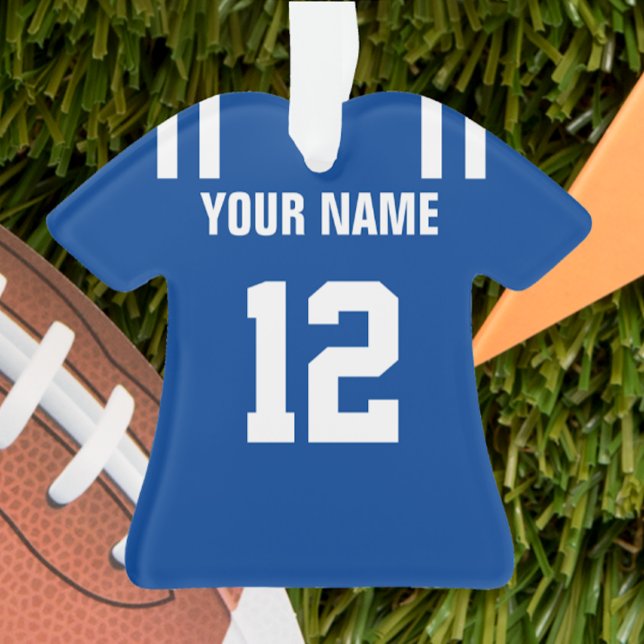 Football Royal Blue & White Jersey Ornament (Creator Uploaded)