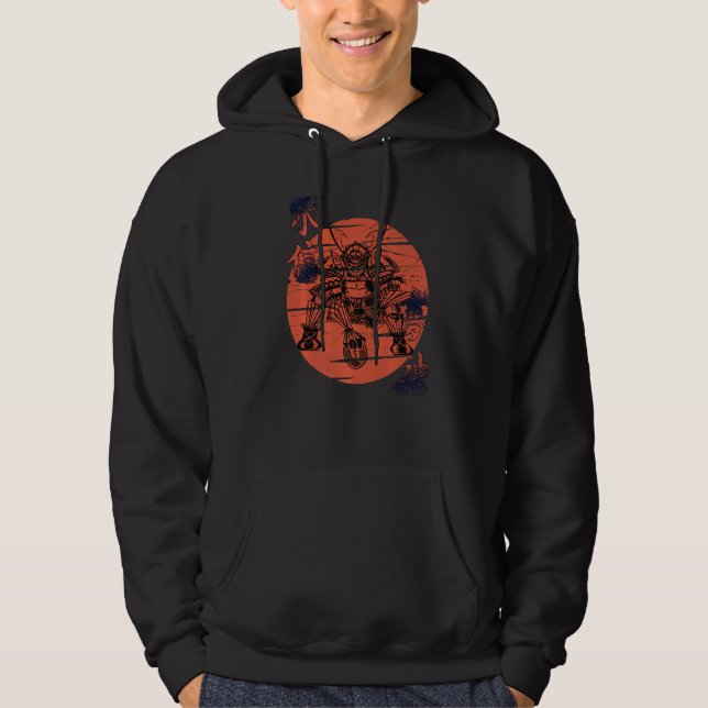 Football Samurai Funny Warrior Armor Japanese Warr Hoodie (Front)