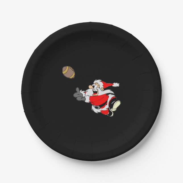 Football Santa Christmas Shirt Paper Plate (Front)
