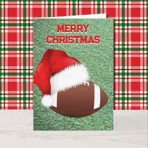 Football & Santa Claus Custom Christmas Cards