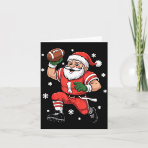 Football Santa Claus Lineman Christmas Quarterback Card