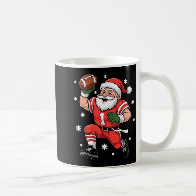 Football Santa Claus Lineman Christmas Quarterback Coffee Mug (Right)