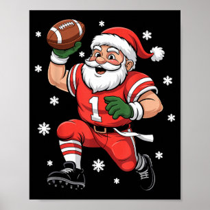 Football Santa Claus Lineman Christmas Quarterback Poster