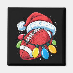 Football Santa Hat Christmas Lights Festive Touchd Magnet