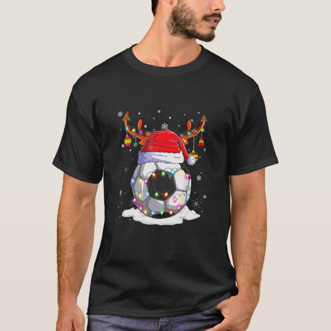 Football Santa Hat Reindeer Football Pyjamas Men B T-Shirt (Front)