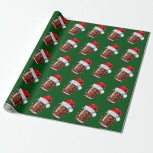 Football Santa Hat Wrapping Paper