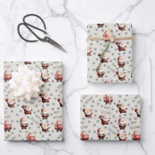 Football Santa on Lace Wrapping Paper Sheet