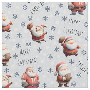 Football Santa on Pale Blue Fabric