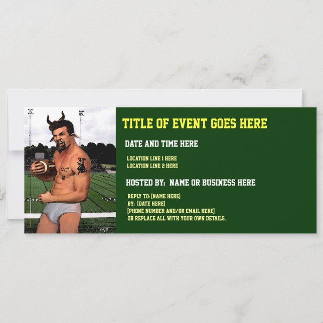Football Satyr in Briefs Custom Invitations (Front)