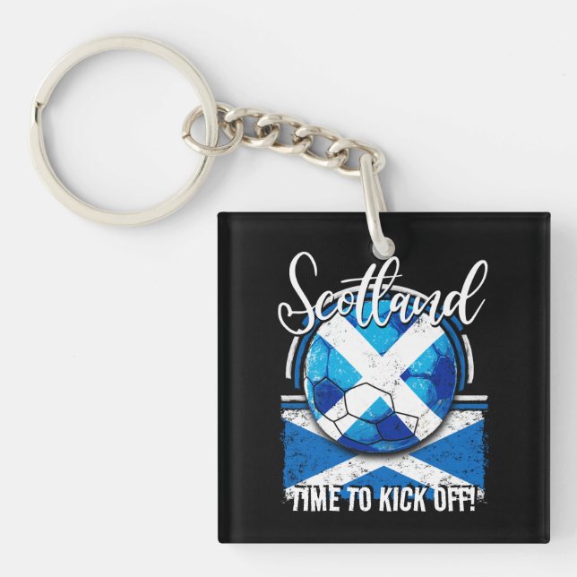 Football Scotland Flag, European Retro Soccer Flag Key Ring (Front)