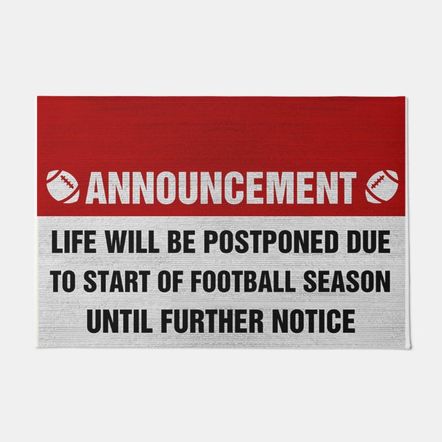 Football Season Announcement Mat, Football Lovers Doormat (Front)