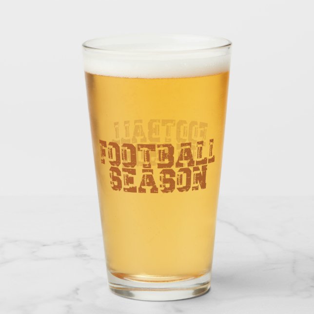 Football Season Typography Beer Glass (Front Filled)