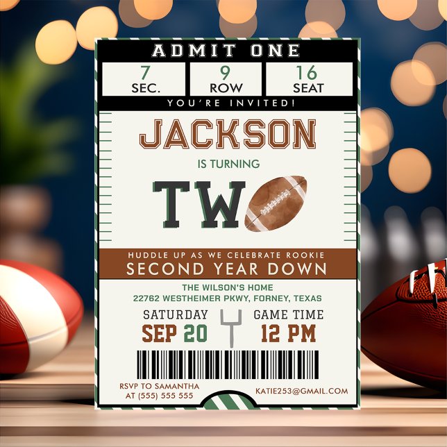 Football Second Down 2nd Birthday Invitation  (Creator Uploaded)