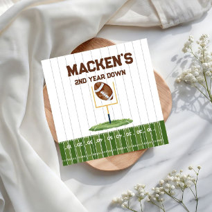 Football second year down boy birthday napkin