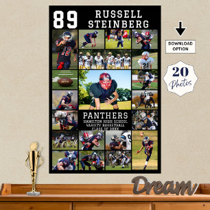 Football Senior Night 20 Photo Collage Graduation Poster