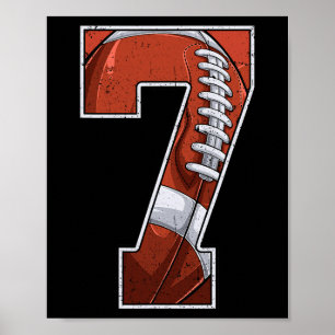 Football Seventh 7th Birthday Boy 7 Seven Years Ol Poster