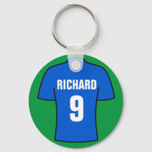 Football shirt design in blue. keychain