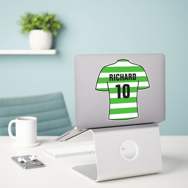 Football shirt design in Green Hoops Sticker (Laptop On Desk)