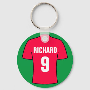 Football shirt design in red. keychain