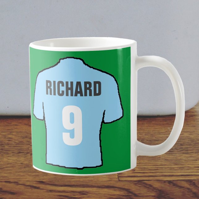 Football shirt design in sky blue. coffee mug (Creator Uploaded)